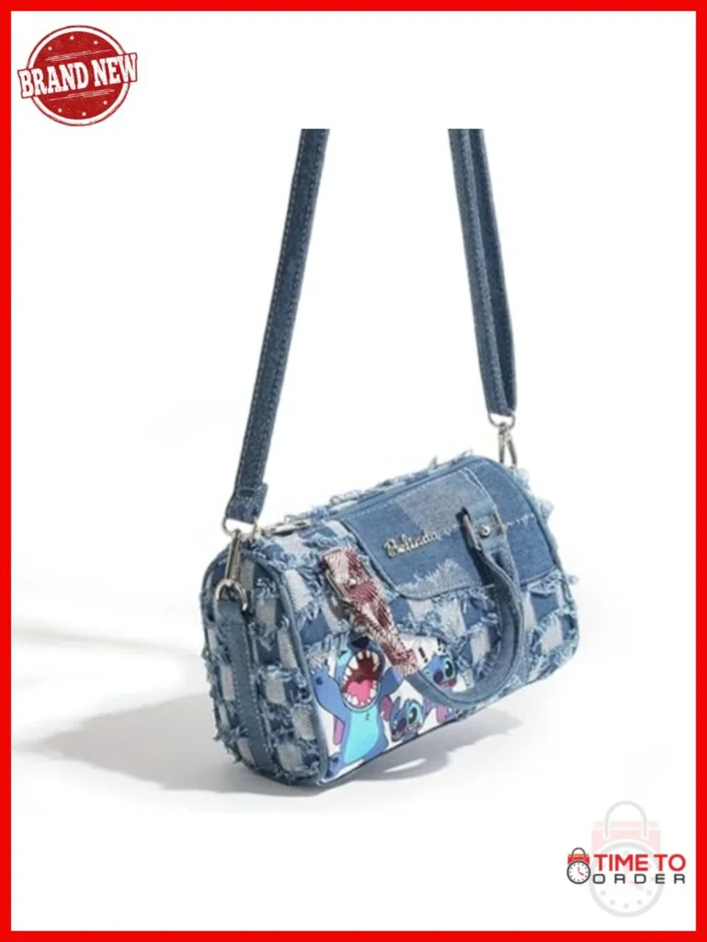 Cartoon Denim Shoulder Bag Crossbody With Detachable Strap